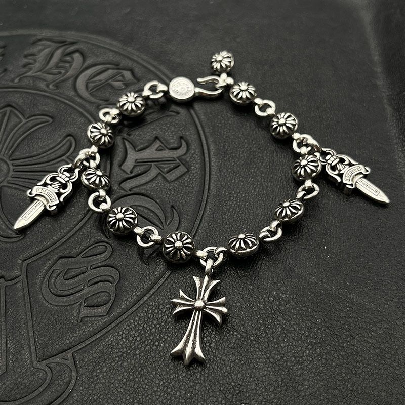 Chrome heart dagger cross bracelet