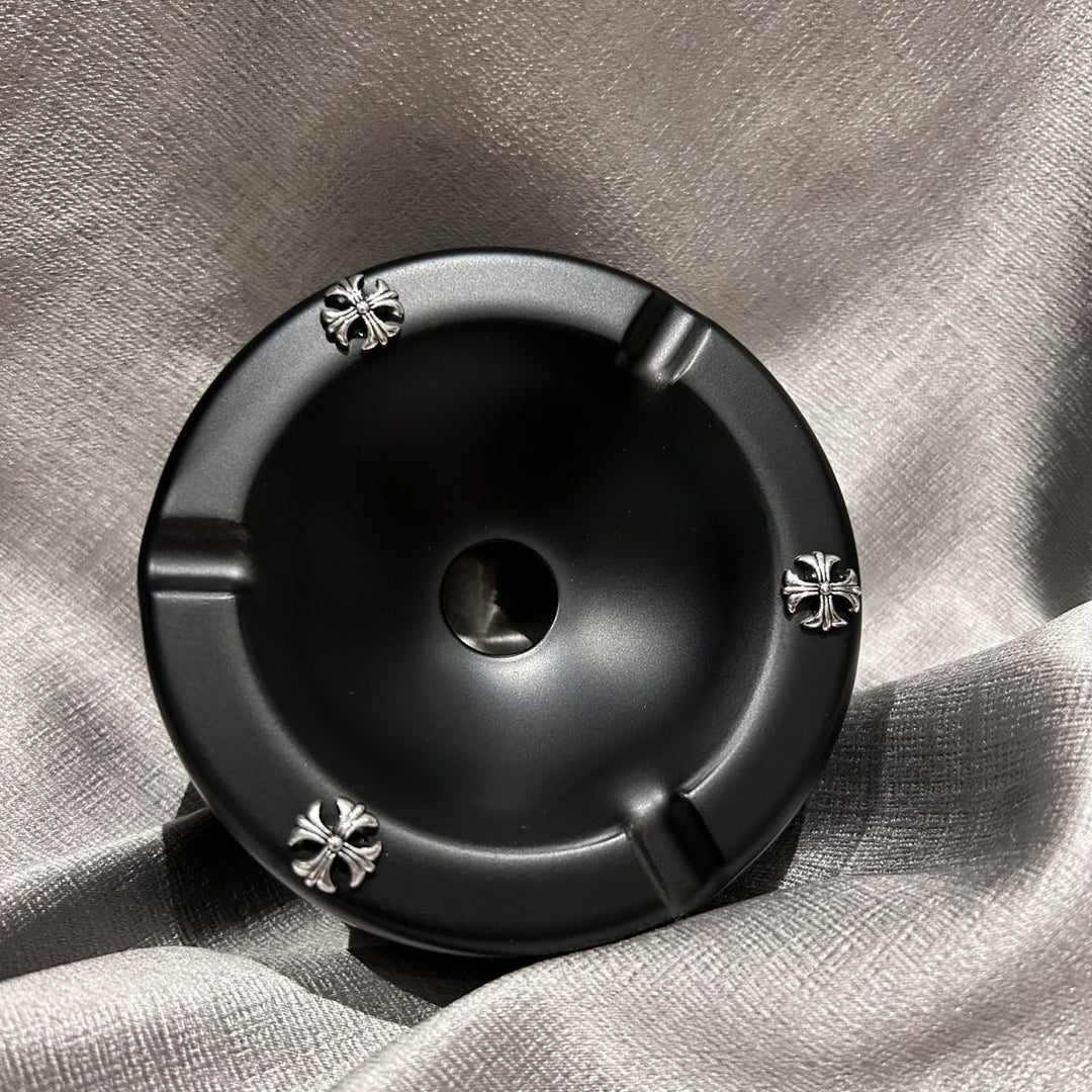 Chrome Hearts Black Stainless Steel Ashtray with Lid