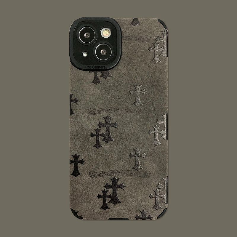 Chrome Hearts-Style Suede iPhone Case