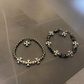 chrome hearts cross flower bracelet