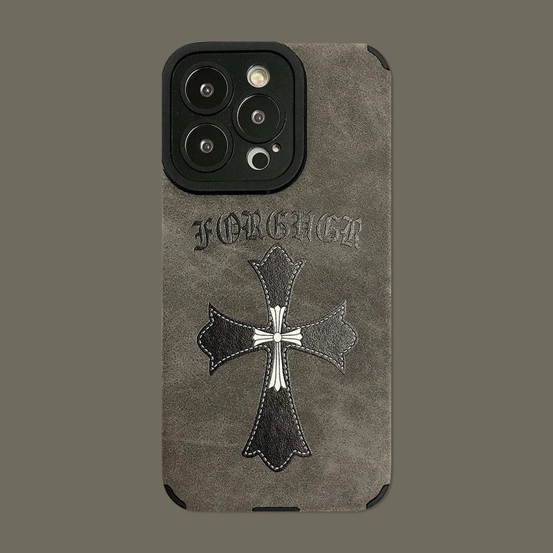 Chrome Hearts-Style Suede iPhone Case