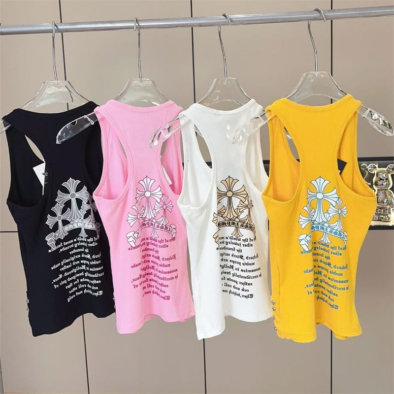 Chrome Hearts-Inspired Tank Top Triple Cross & Sanskrit Design