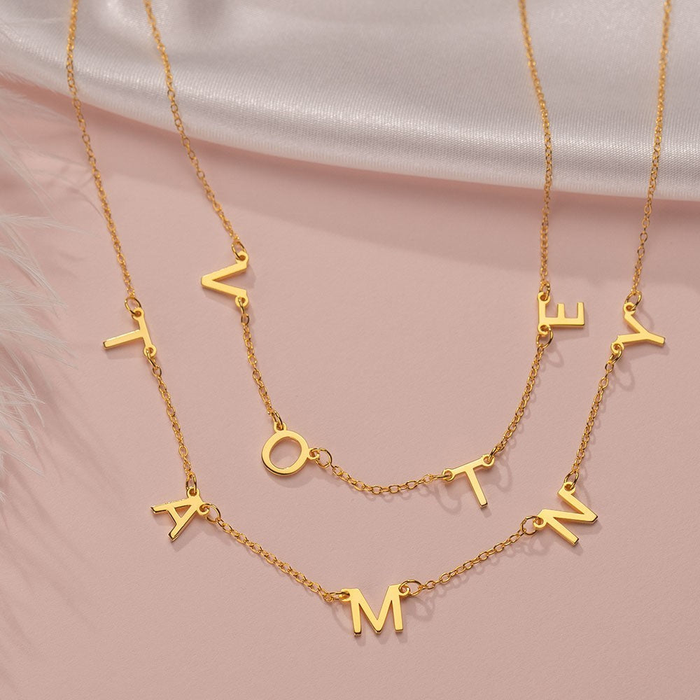 Personalized 26 English letter name necklace clavicle chain