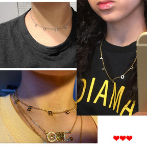 Personalized 26 English letter name necklace clavicle chain