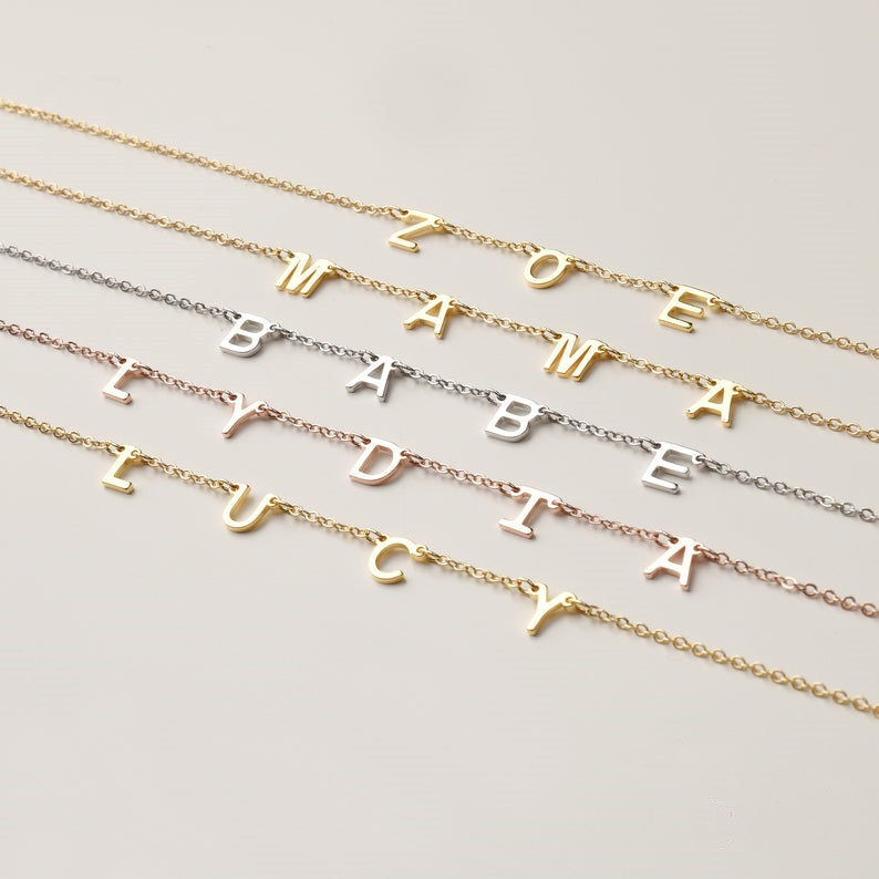 Personalized 26 English letter name necklace clavicle chain