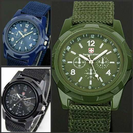 Stylish Military-Style Watch with Nylon/Fabric Strap