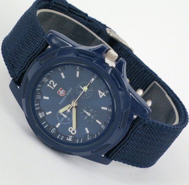 Stylish Military-Style Watch with Nylon/Fabric Strap