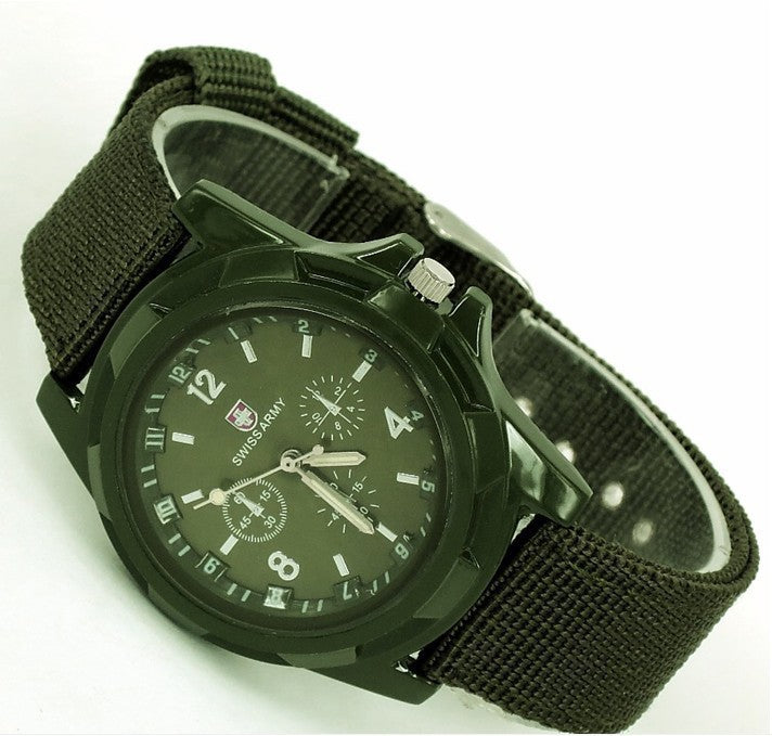 Stylish Military-Style Watch with Nylon/Fabric Strap
