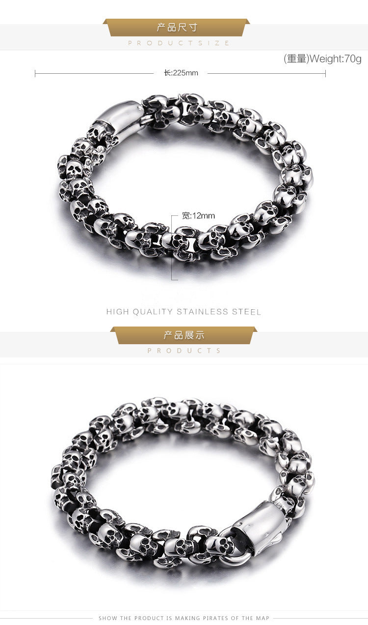 Retro Skull Personalized Stainless Steel Bracelet