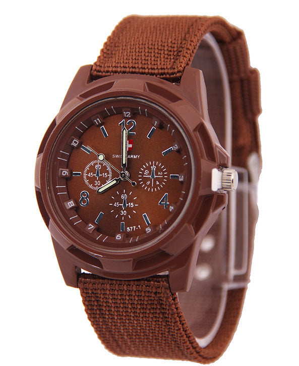 Stylish Military-Style Watch with Nylon/Fabric Strap