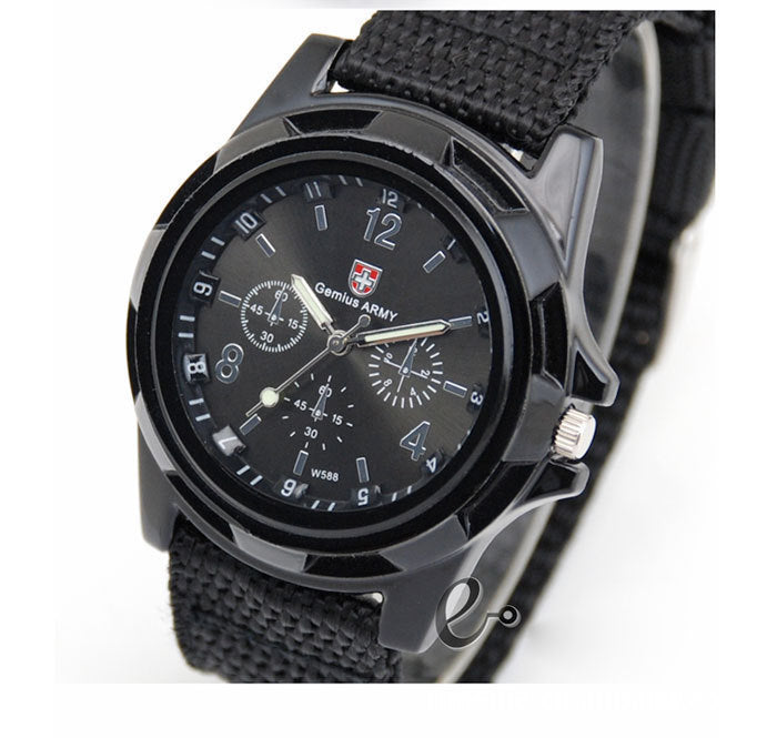 Stylish Military-Style Watch with Nylon/Fabric Strap