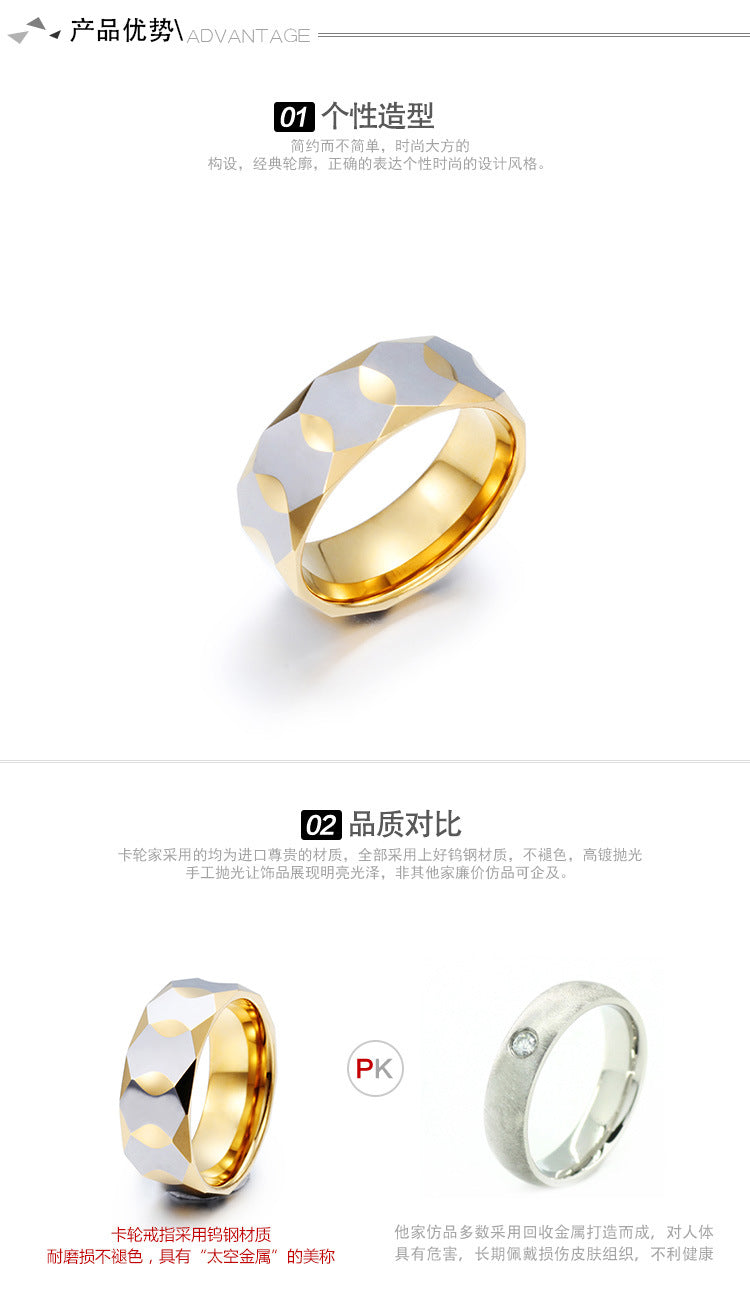 Geometric Prism Tungsten Steel Rings