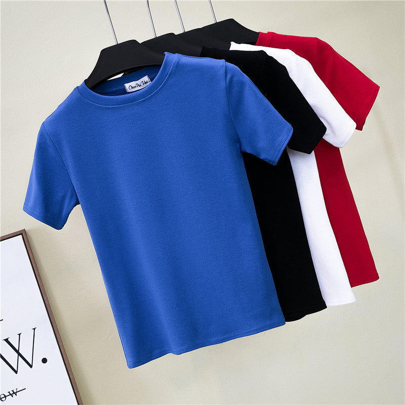 Slim-fitting round neck short-sleeved T-shirt