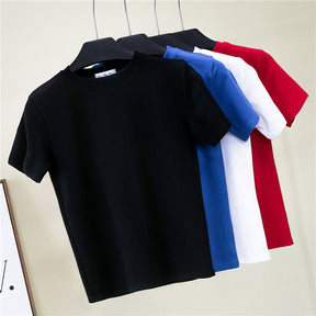 Slim-fitting round neck short-sleeved T-shirt