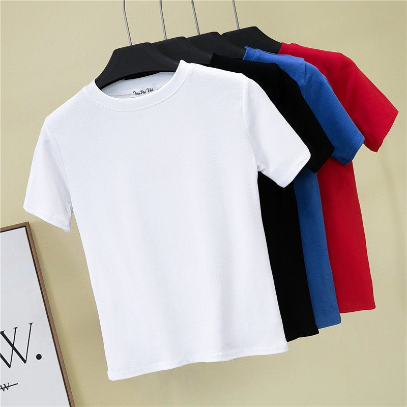 Slim-fitting round neck short-sleeved T-shirt