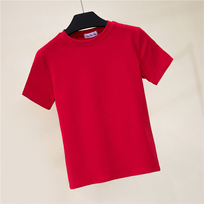 Slim-fitting round neck short-sleeved T-shirt