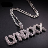 bubble letter name necklace custom diamond pendant