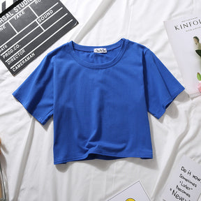 Loose solid color versatile short student T-shirt