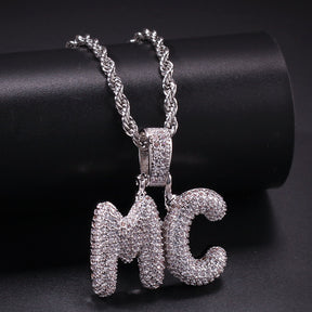 bubble letter name necklace custom diamond pendant