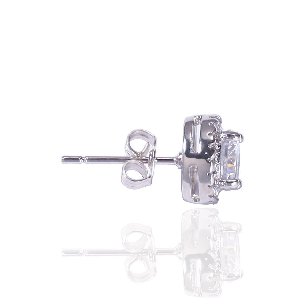 Hip Hop Four-Prong Black Zircon Earrings
