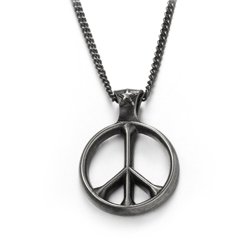 Stainless steel peace sign necklace