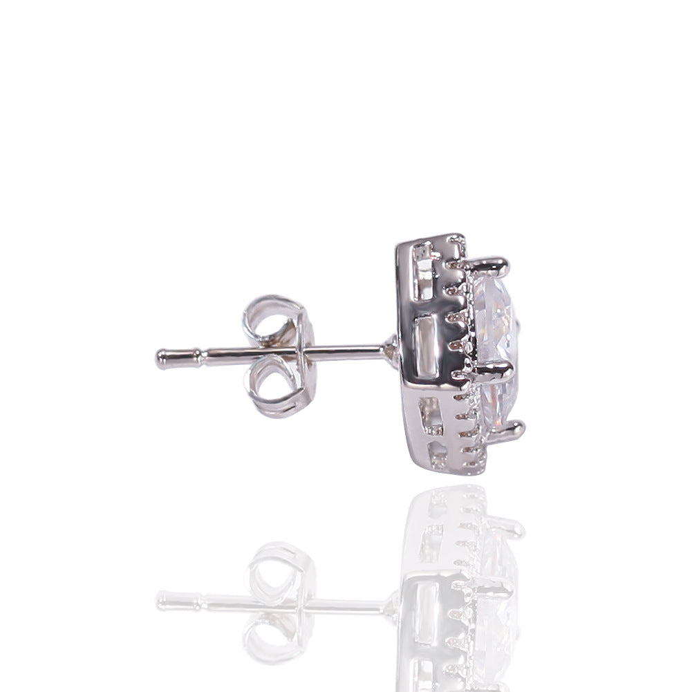 Hip Hop Four-Prong Black Zircon Earrings