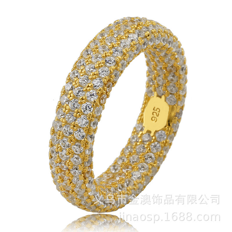 Hip Hop 925 Sterling Silver Ring with Full Zircon Setting