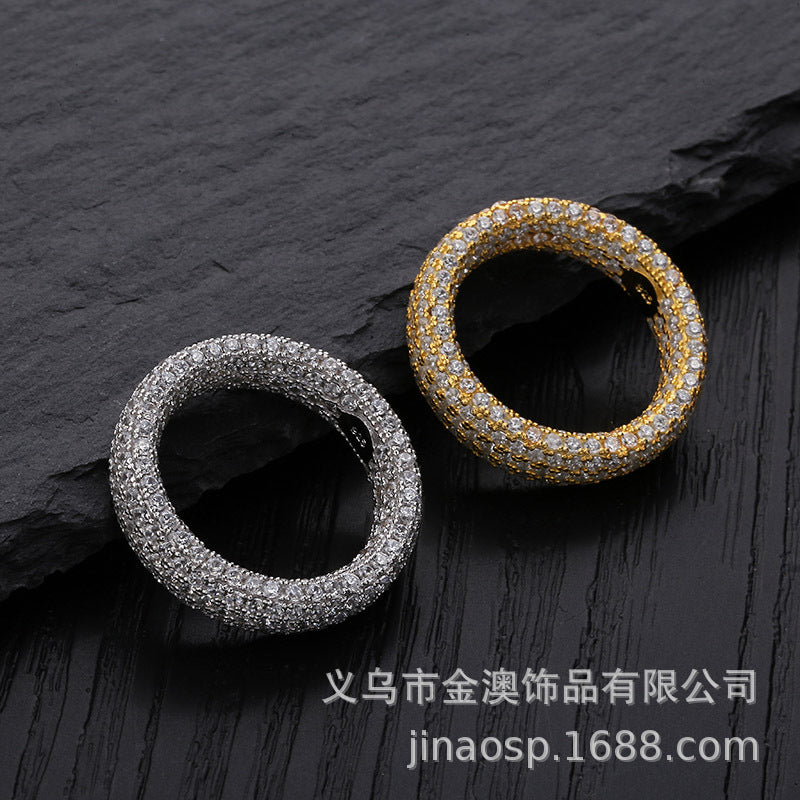 Hip Hop 925 Sterling Silver Ring with Full Zircon Setting