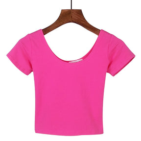 Tight navel-baring short-sleeved women's T-shirt