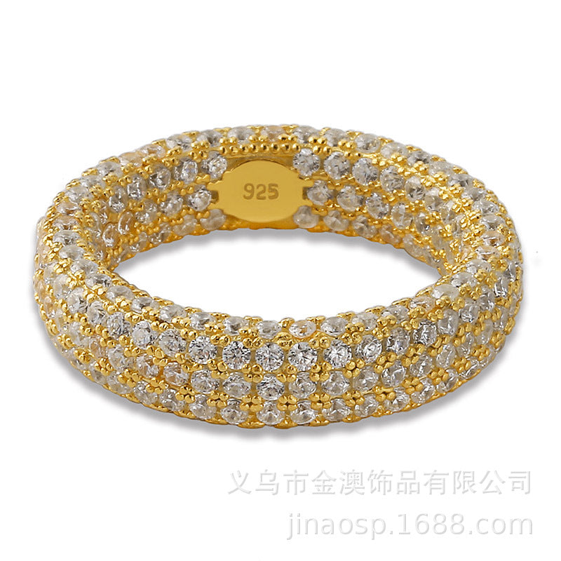 Hip Hop 925 Sterling Silver Ring with Full Zircon Setting