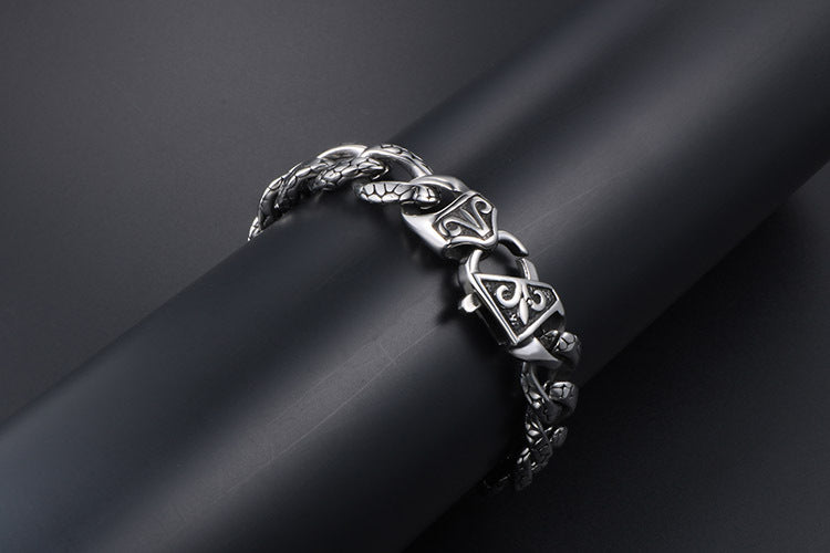 Retro Hip Hop Leopard Print Stainless Steel Bracelet