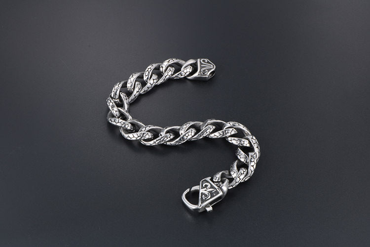 Retro Hip Hop Leopard Print Stainless Steel Bracelet