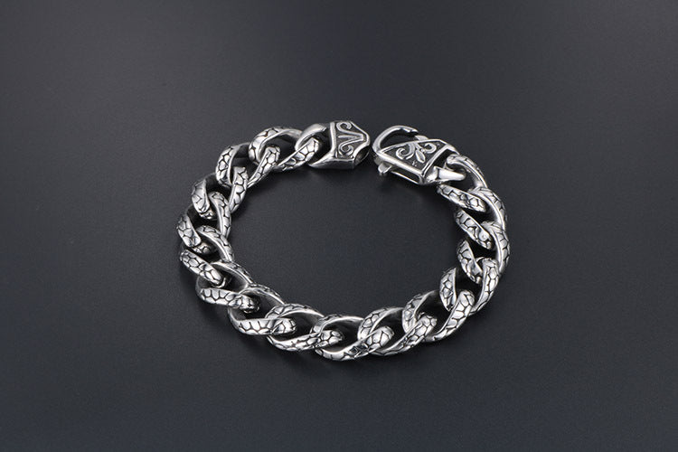 Retro Hip Hop Leopard Print Stainless Steel Bracelet