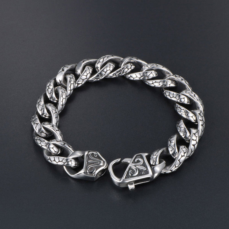 Retro Hip Hop Leopard Print Stainless Steel Bracelet