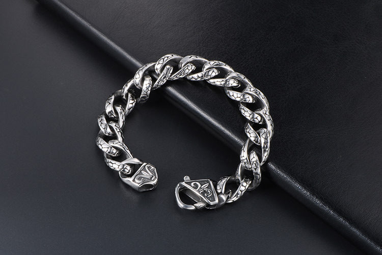 Retro Hip Hop Leopard Print Stainless Steel Bracelet
