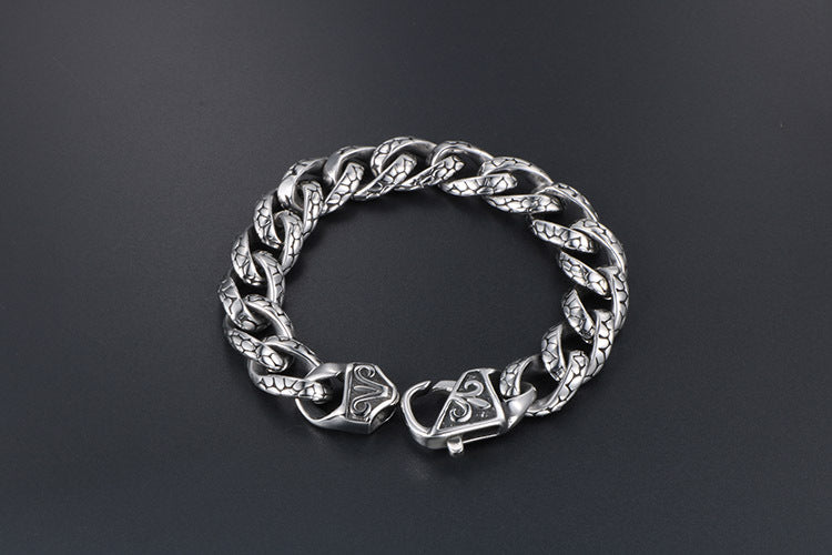 Retro Hip Hop Leopard Print Stainless Steel Bracelet