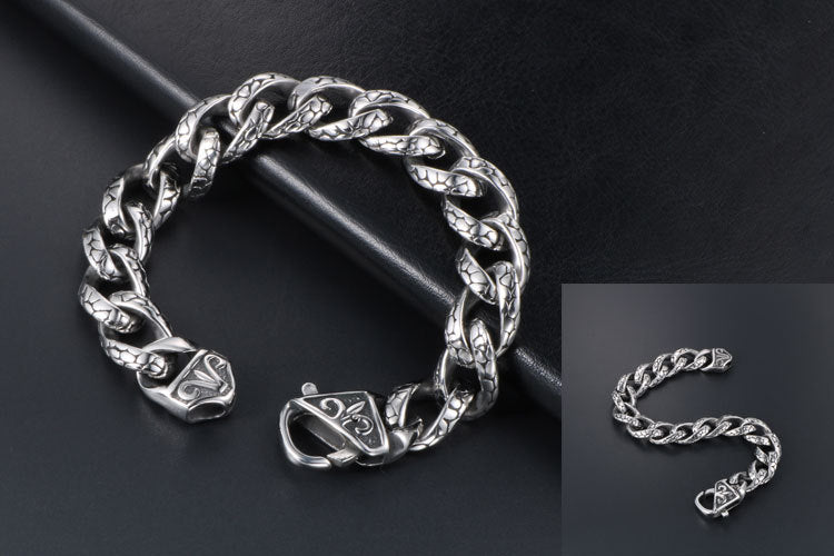 Retro Hip Hop Leopard Print Stainless Steel Bracelet