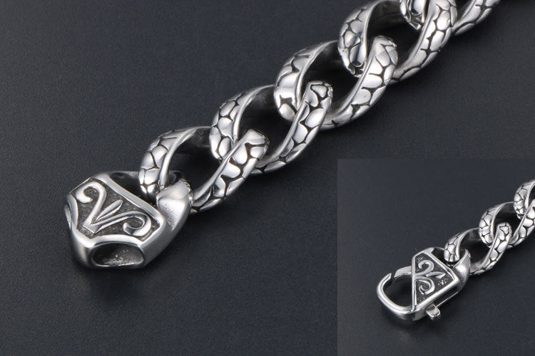 Retro Hip Hop Leopard Print Stainless Steel Bracelet