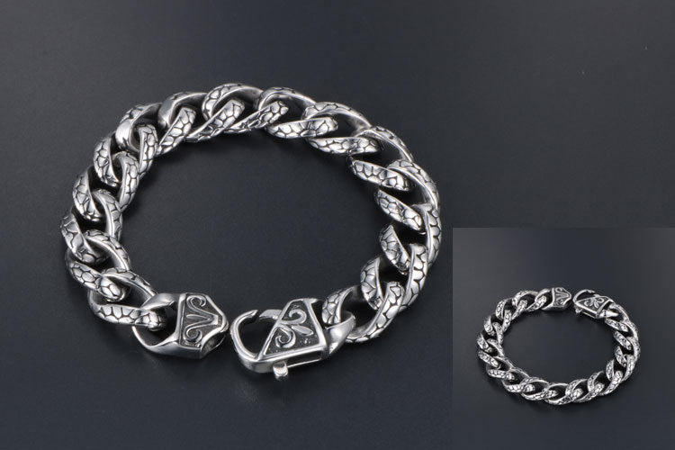 Retro Hip Hop Leopard Print Stainless Steel Bracelet