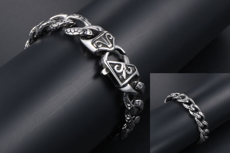 Retro Hip Hop Leopard Print Stainless Steel Bracelet