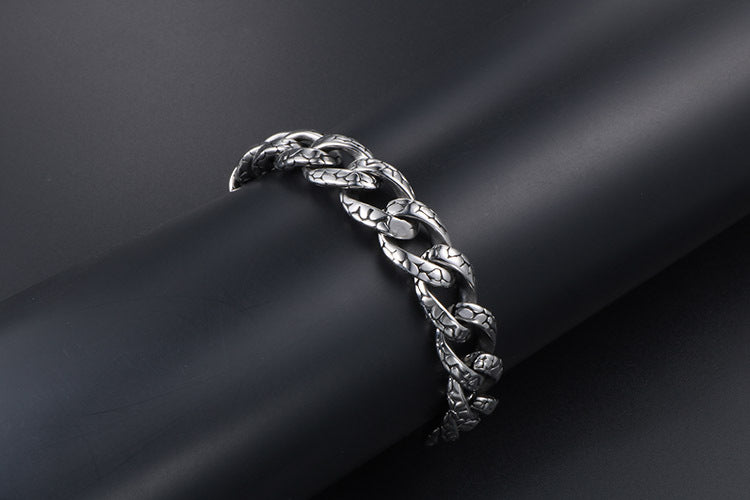 Retro Hip Hop Leopard Print Stainless Steel Bracelet