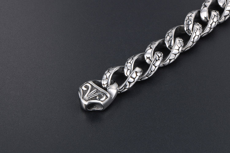 Retro Hip Hop Leopard Print Stainless Steel Bracelet