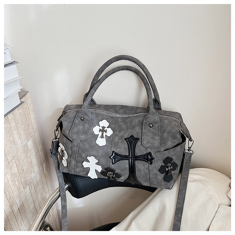 Chrome Hearts Black and White Patchwork Travel Bag