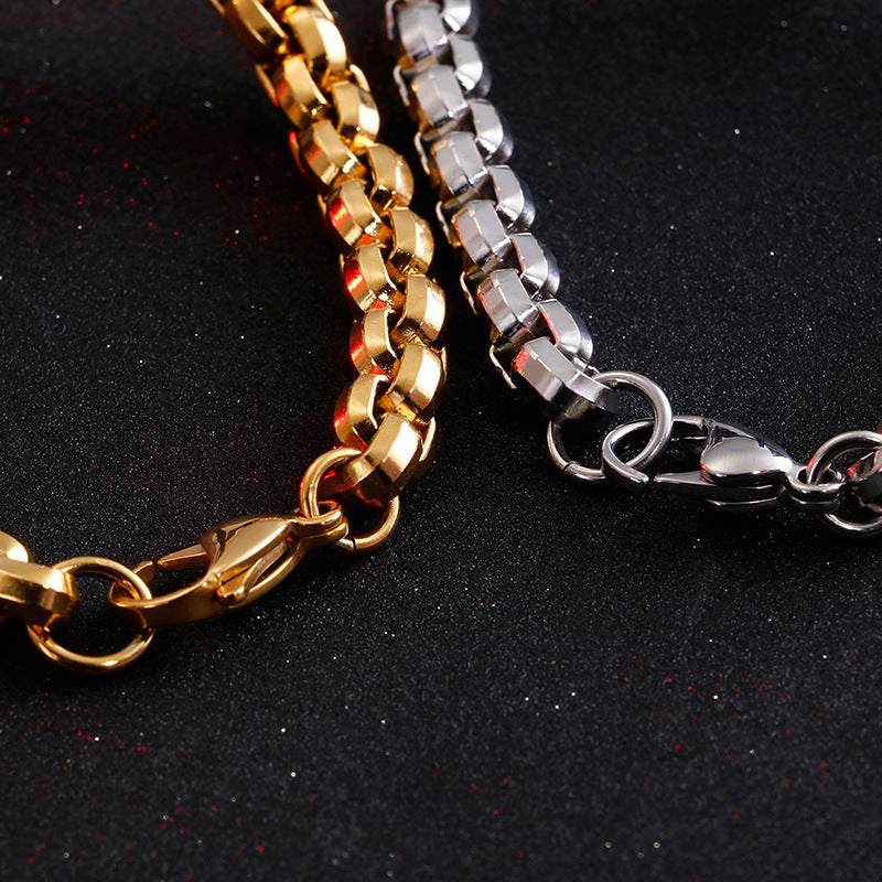 Personalized stainless steel men's cross square pearl bracelet