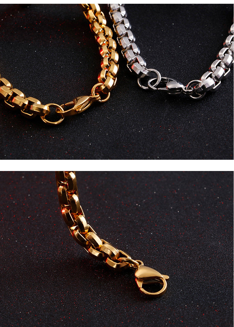 Personalized stainless steel men's cross square pearl bracelet