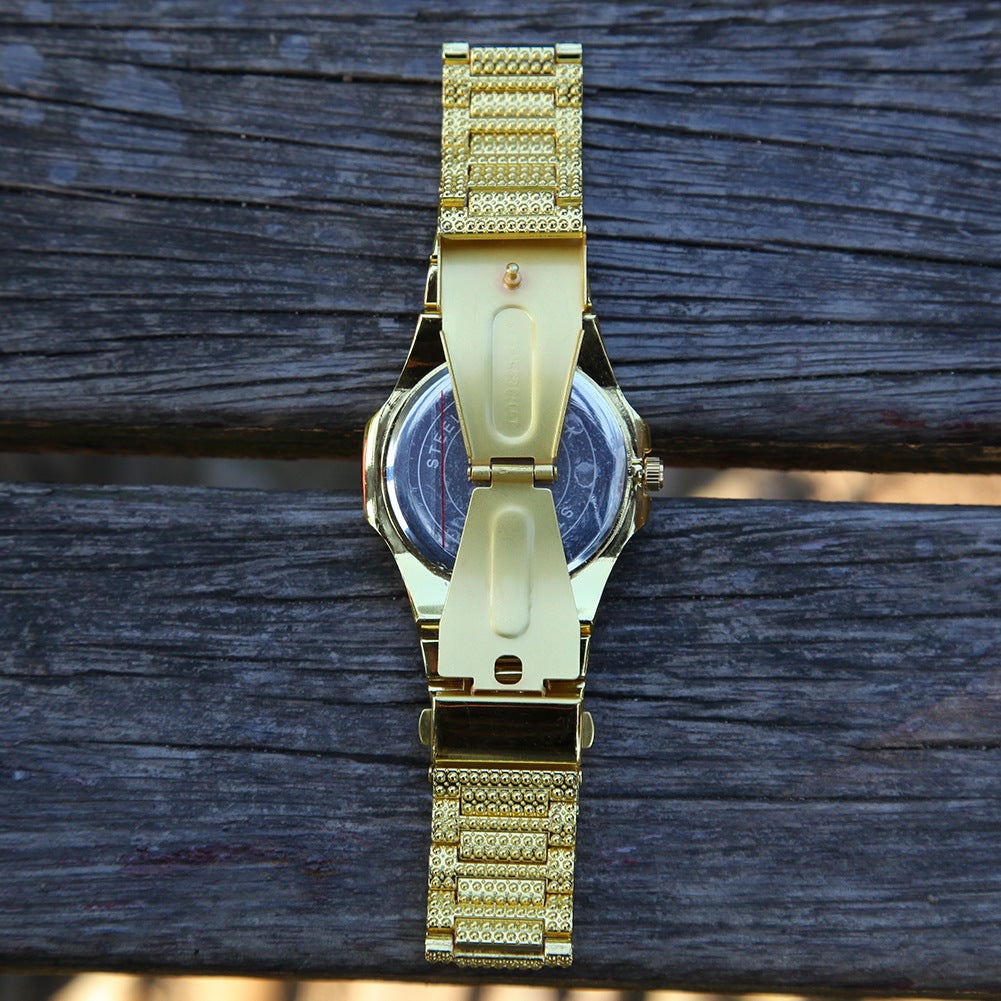 Fully diamond-encrusted hip-hop watch