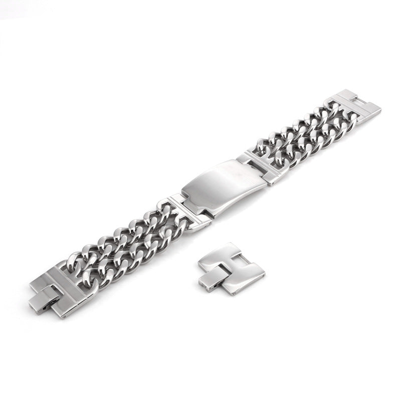 Double-Row Cross Stainless Steel Couple's Bracelet Set