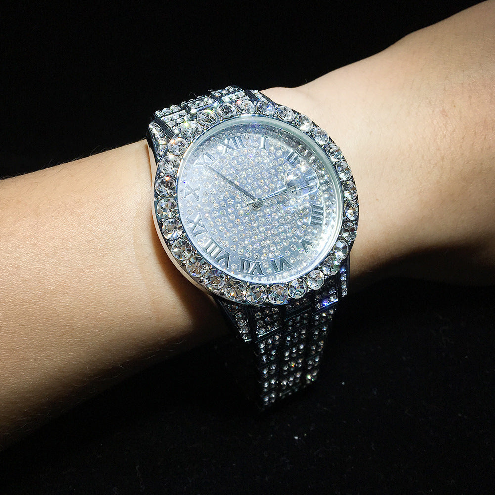 Hip-hop full-diamond waterproof quartz watches