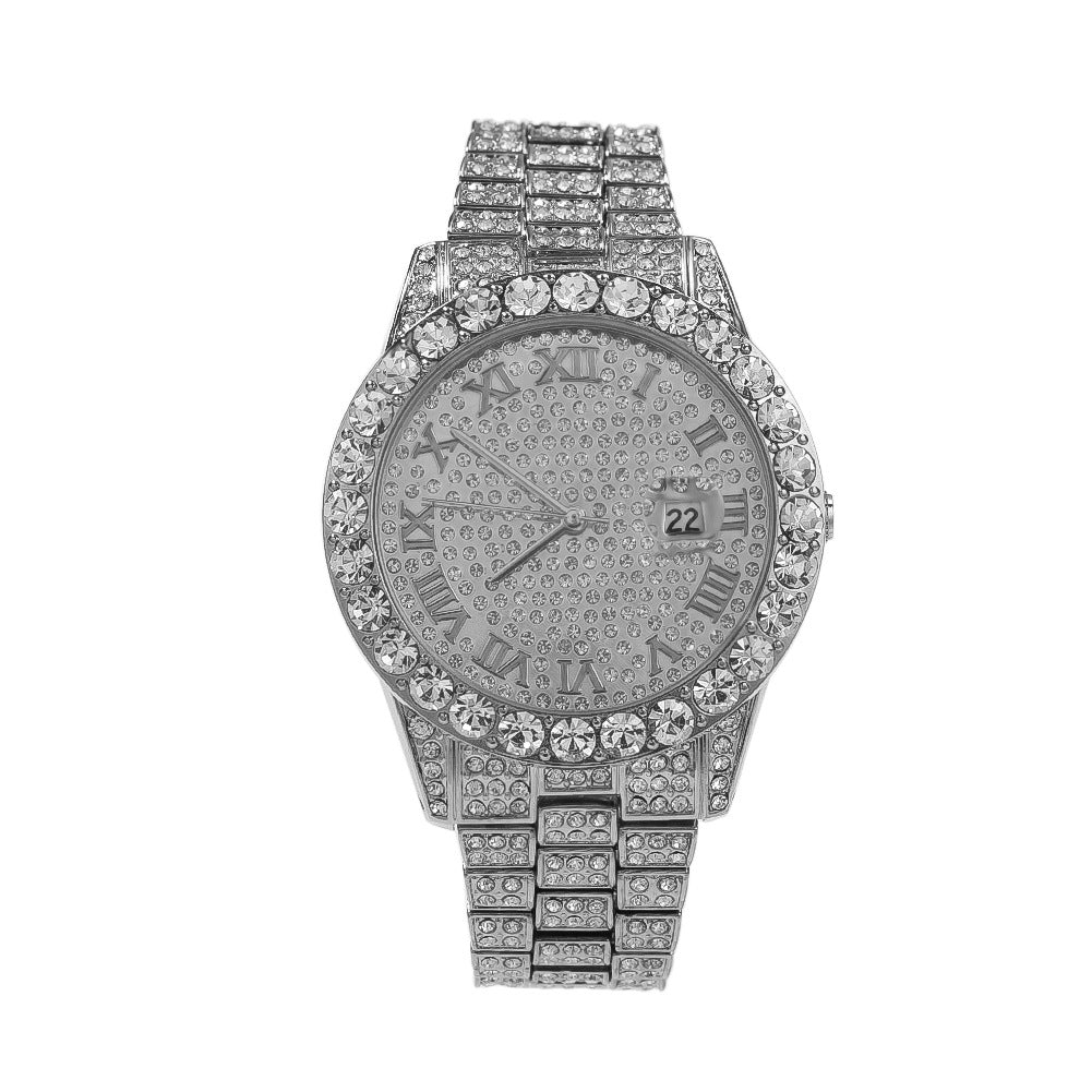 Hip-hop full-diamond waterproof quartz watches