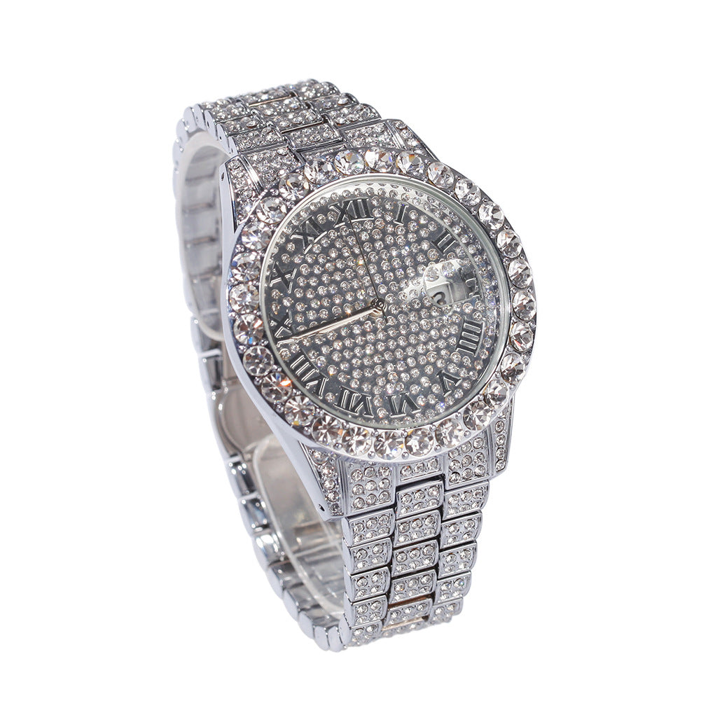 Hip-hop full-diamond waterproof quartz watches
